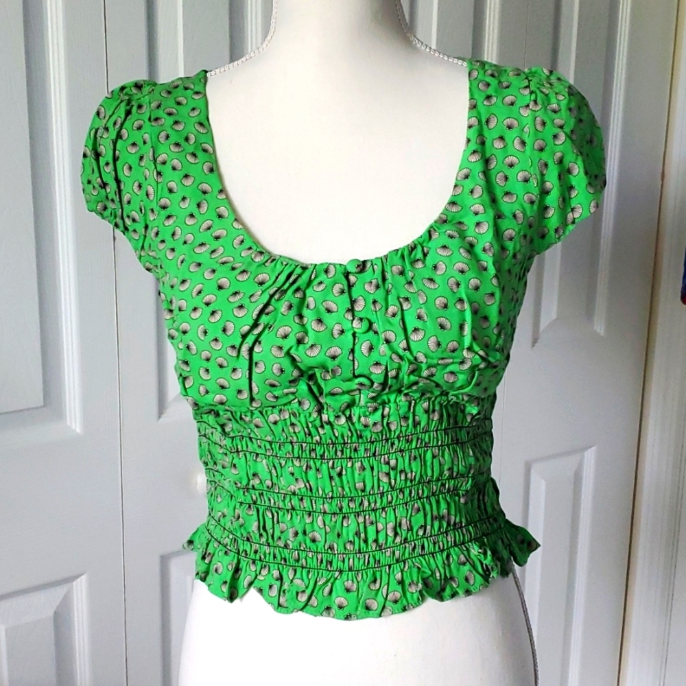 Topshop Shirred Cap Sleeve Top, 4 US